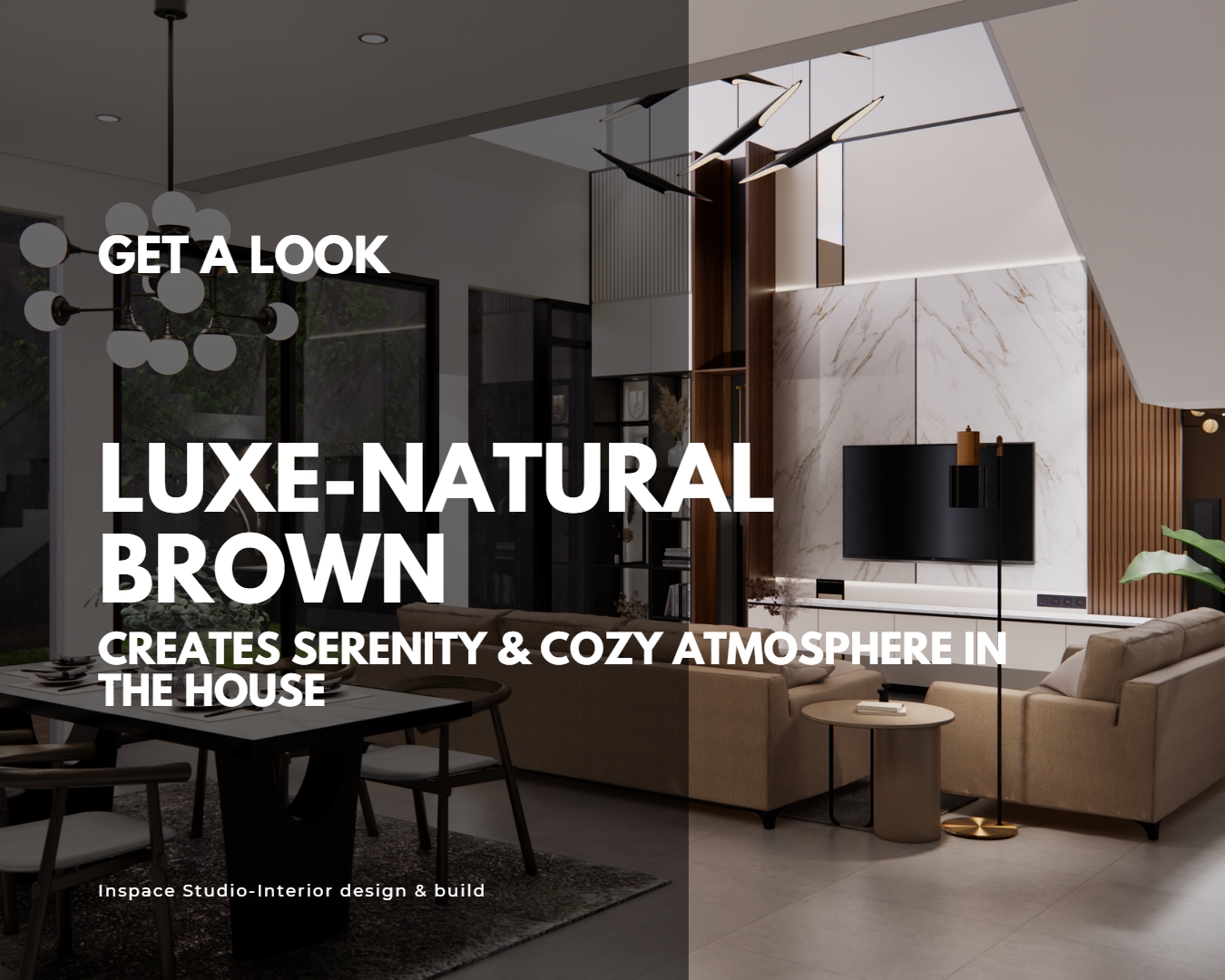 Luxe-Natural Brown Living Room Creates Serenity and Cozy Atmosphere in the House