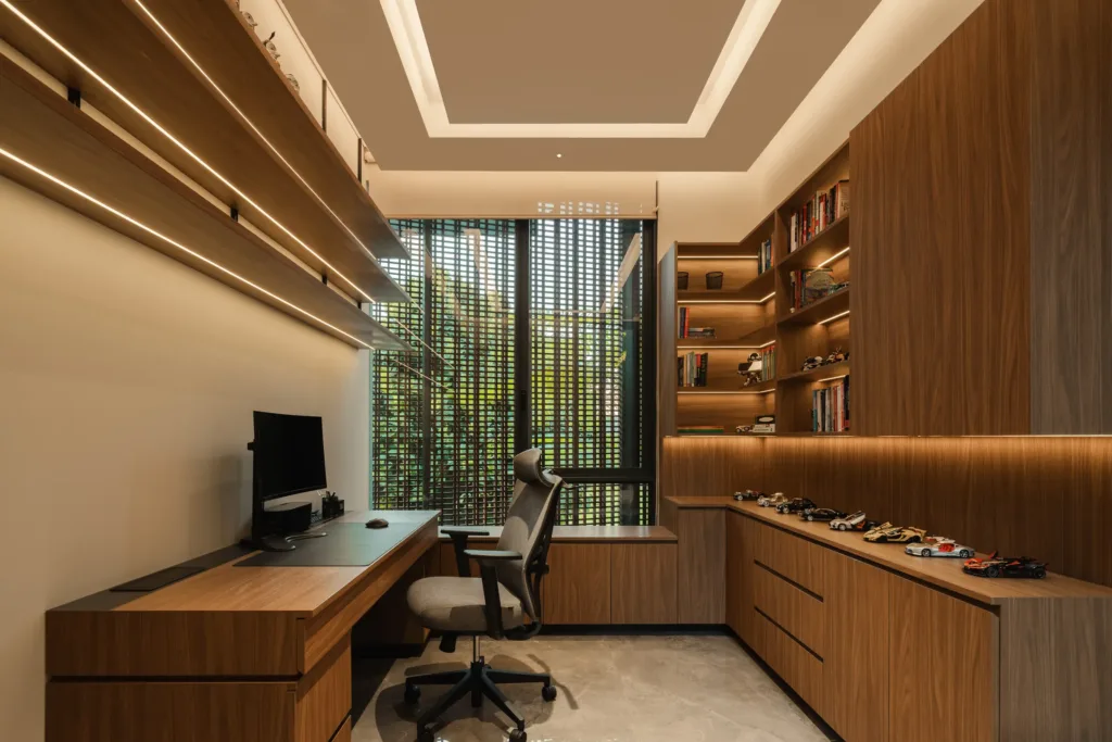 AW Residence — Study with built-in shelving