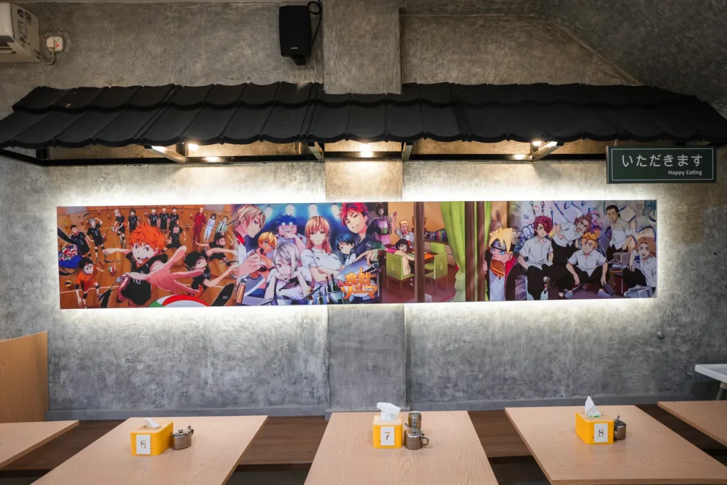 Fuku Akiba Restaurant — Mural wall under the izakaya awning