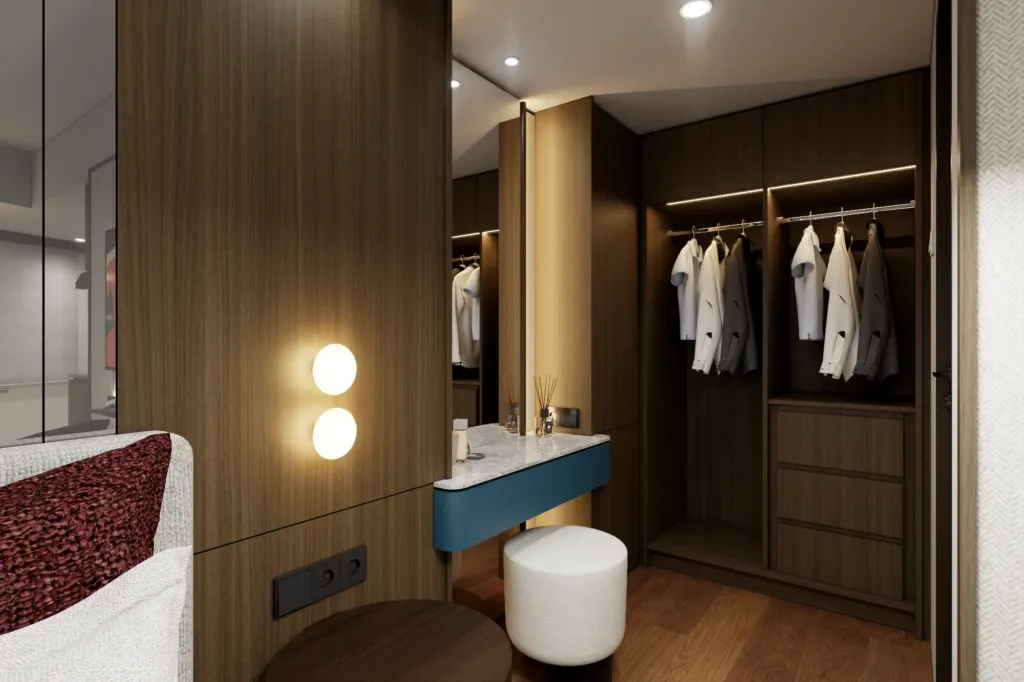 M Apartment — Vanity and open wardrobe